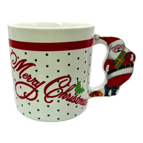 Vintage "Merry Christmas" Ceramic Coffee Mug With Santa Handle Made in Japan - Picture 5 of 9